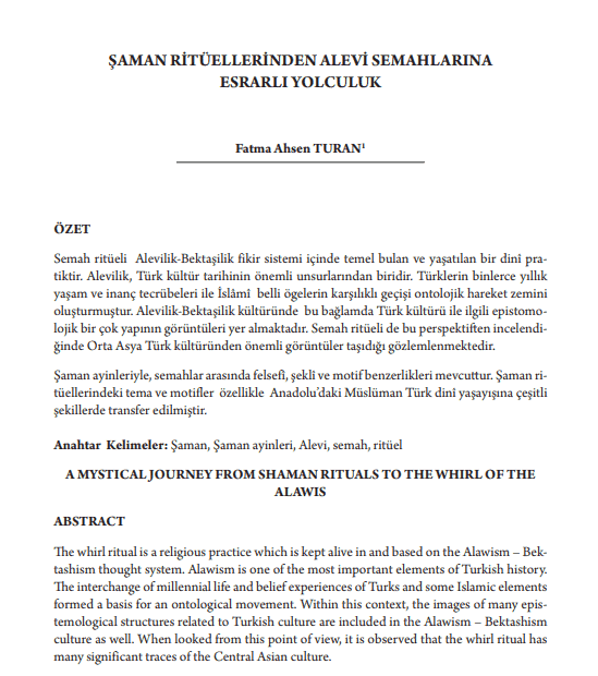 Şaman Ritüellerinden Alevi Semahlarına Esrarlı Yolculuk